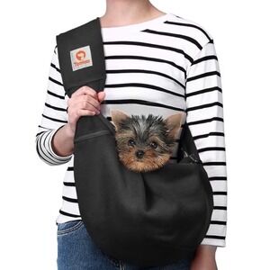 NWT Tomkas Small Dog Carrier Sling Adjustable Strap Zip Pocket Black Gingham